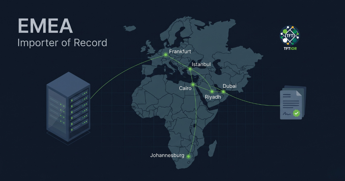 Importer of Record for data center equipment deployments across EMEA including Turkey, UAE, Saudi Arabia, Egypt, South Africa and Europe