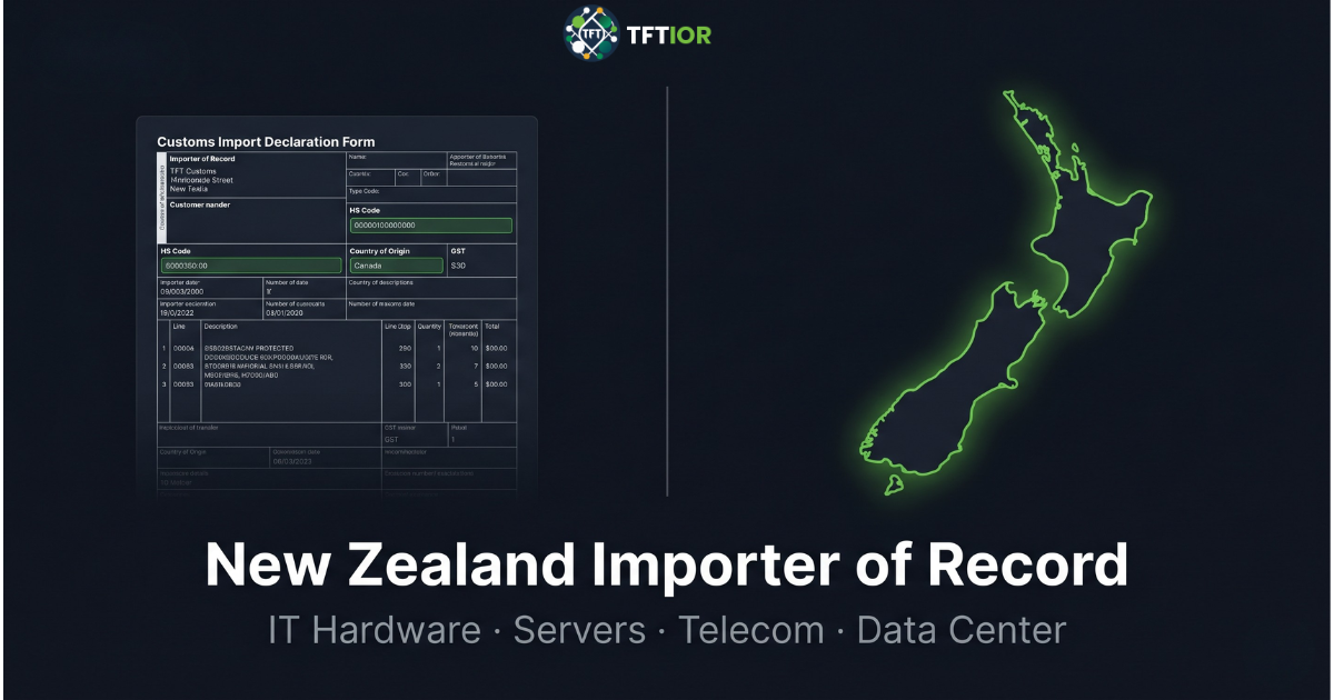 New Zealand Importer of Record for IT hardware, servers, telecom and data center equipment